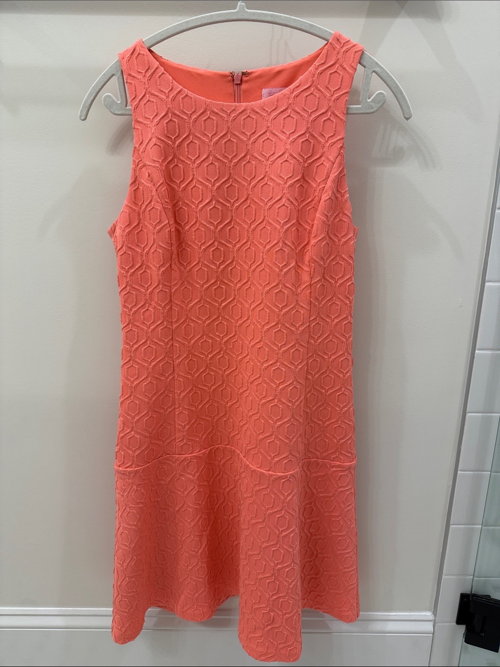 Lilly Pulitzer Coral Sleeveless Textured Midi Dress